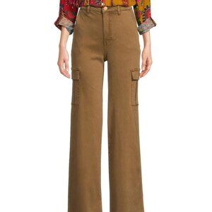 KUT FROM THE KLOTH WOMEN'S Miller High Rise Cargo Wide Leg pants camel Sz 2 NEW